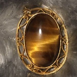 Vintage Brown Marble Glass Brooch Pin
